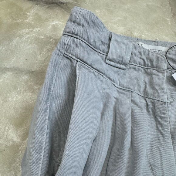 IRO PARIS FRANCE Pleated Senti Gray Denim Skirt 20s NWT 36 - Picture 8 of 13